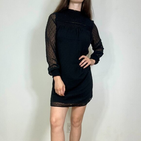 *Devoted Black Long Sheer Sleeve Mini Dress Lace - Picture 3 of 8